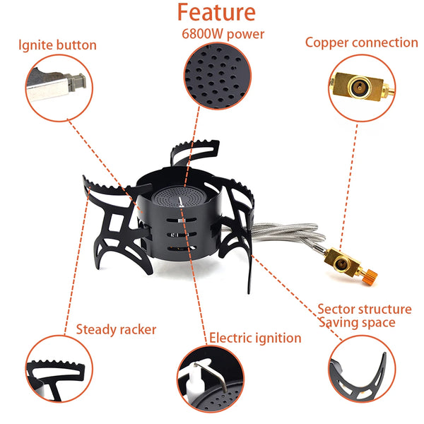 Foldable Small Outdoor Camping Stove Portable Split Gas Stoves Multifunctional Picnic Stove with Adapter and Storage Bag
