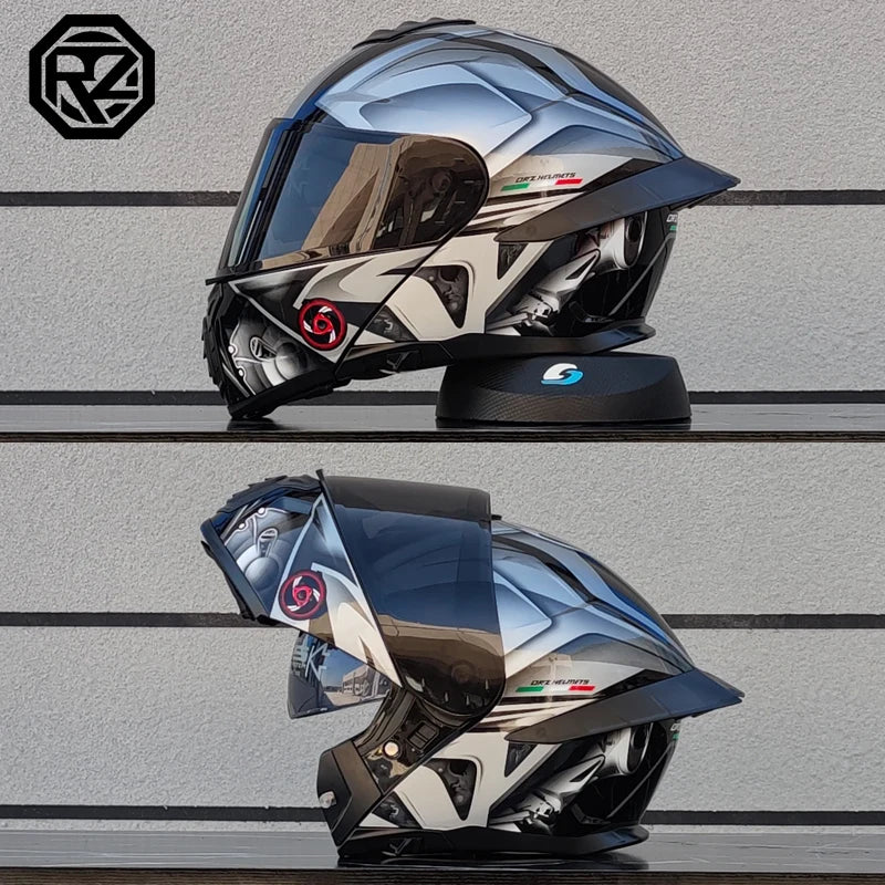 ORZ Motorcycle Helmet Dual Visor Modular Flip up Full Face Helmet for Adult Men and Women DOT Approved
