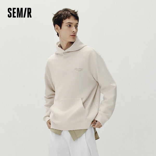 អាវយឺតបុរស Semir ធ្វើពីក្រណាត់ Suede មានអារម្មណ៍បោះពុម្ពប៉ាក់មានមួក អាវយឺតបែបបុរាណ ទន់ ធម្មតា រចនាប័ទ្មរដូវស្លឹកឈើជ្រុះ ឆ្នាំ២០២៦