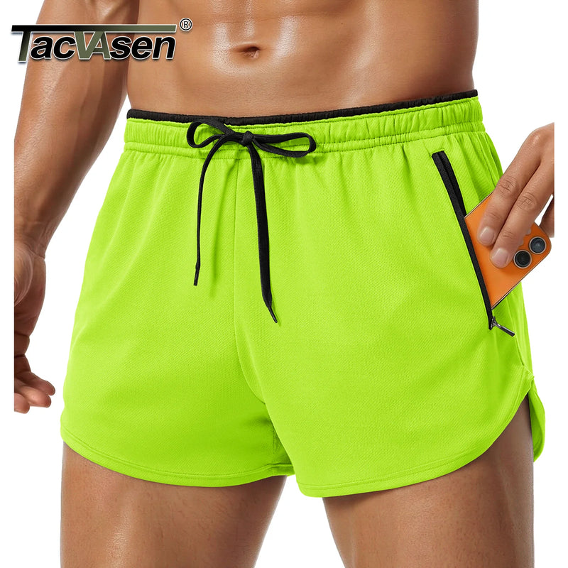 TACVASEN Men's Mesh Running 3" Shorts Quick Dry Lightweight Athletic Workout Gym Shorts Zipper Pockets Shorts Outdoor Fitness