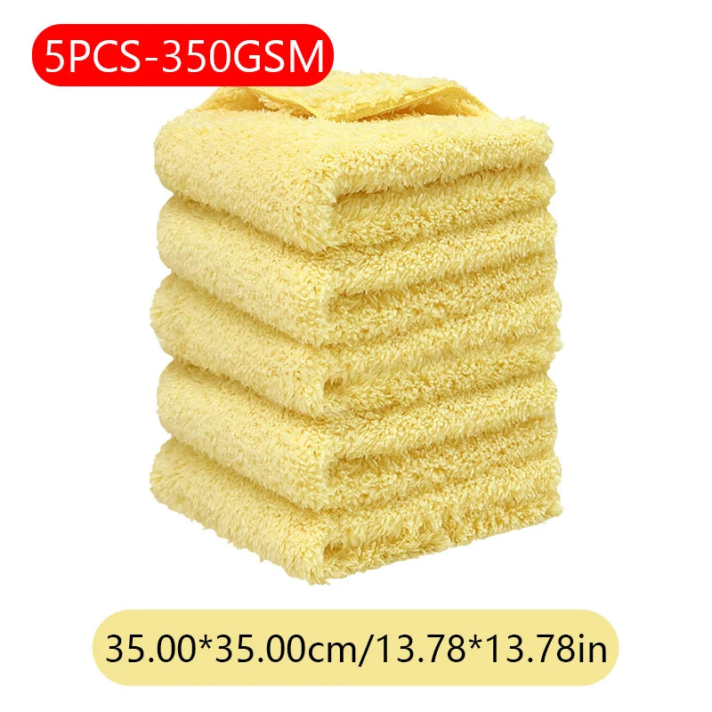 SEAMETAL 1/5PCS Edgeless Microfiber Auto Cleaning Towels Multifunctional Car Wash Towel Fast Dry Cloth Clean Rags 23x27/35x35cm