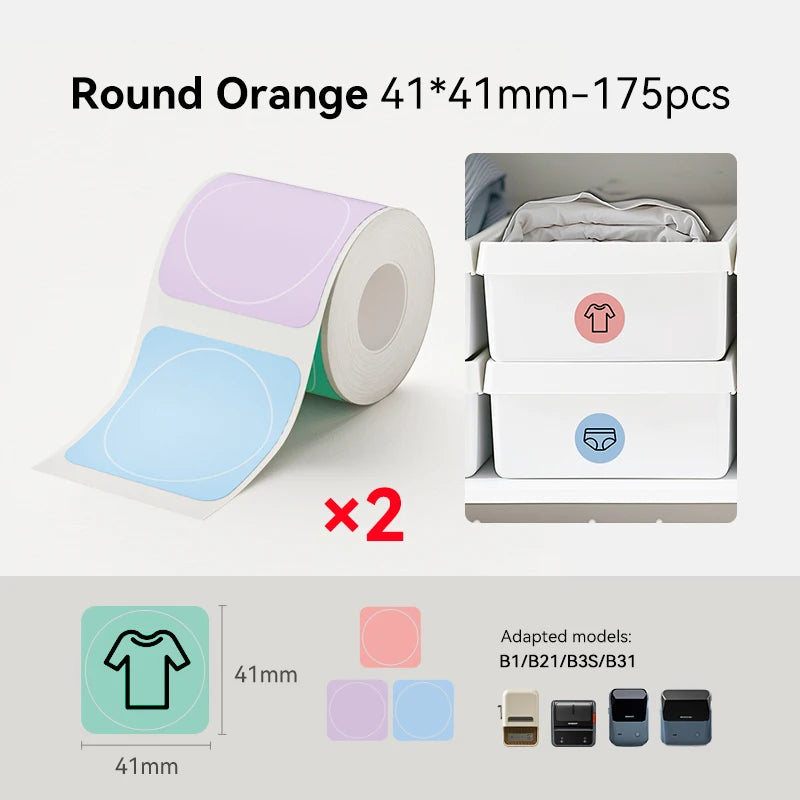 2 Rolls NIIMBOT B1 B21 B3S Thermal Label Clothing Price Food Self-adhesive Tag Waterproof Office Pocket Printer Label Paper