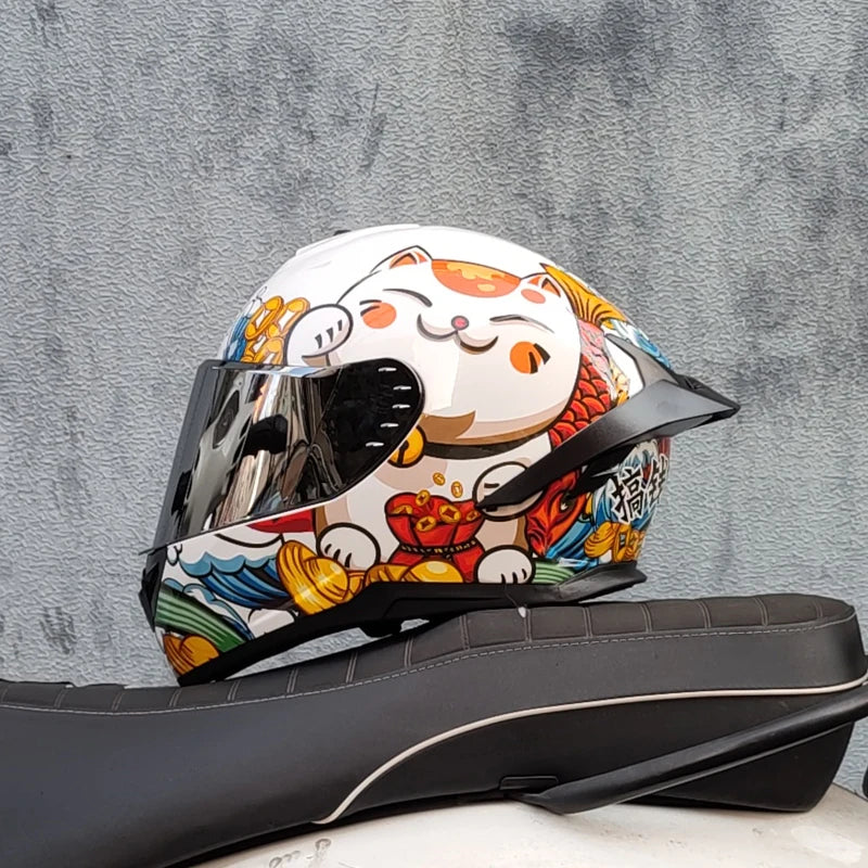 ORZ Large Rear Wing Full Face Helmet Dual Visor Aerodynamic Street Bike Helmet