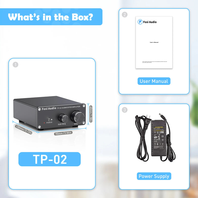 ឧបករណ៍ពង្រីកសំឡេង Subwoofer Fosi Audio TP-02 TDA7498E Mini Sub Bass Amp Digital Class D Integrated Subwoofer Amplifier 220W