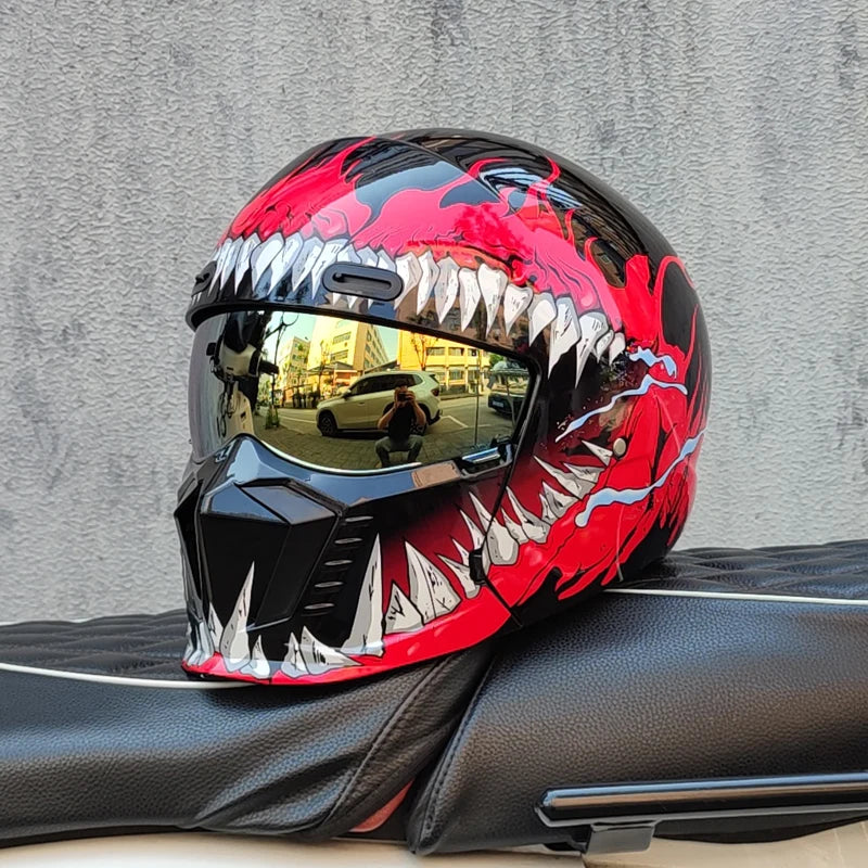 ORZ-GB7 Modular Combination Full Face Motorbike Helmet Black Samurai Scorpion Style Removable Structure Scooter Safety Helmet