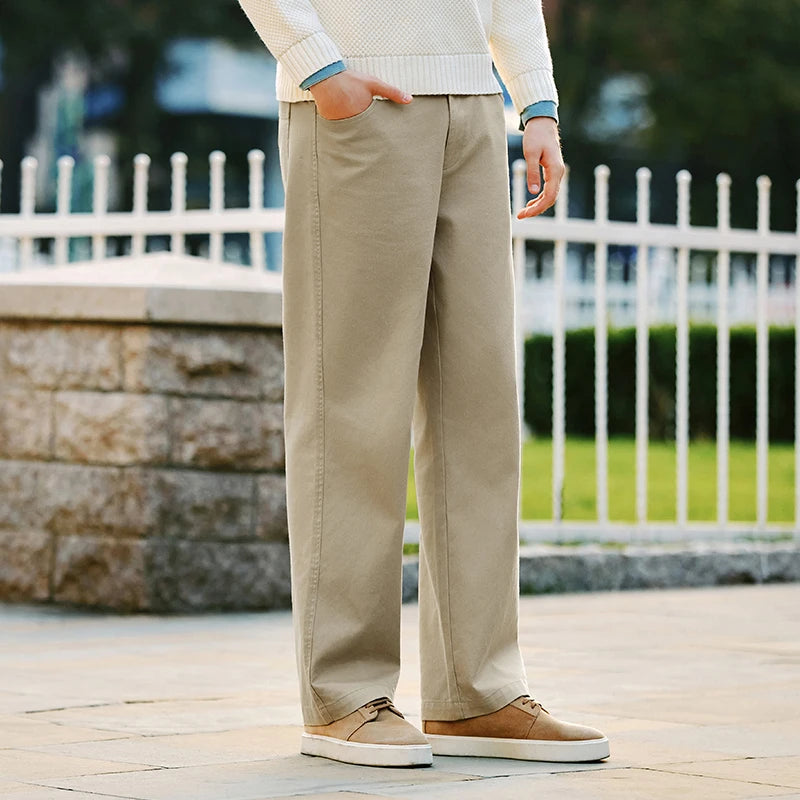 Semir Fleece Pants Men Solid Color Versatile Cargo Pants Elastic Waist Loose Straight Leg Trendy 2026 Winter Casual Wear