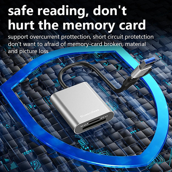 ឧបករណ៍អានកាត Blueendless 312MB/s SD4.0 TF4.0 ឧបករណ៍ភ្ជាប់កាតមេម៉ូរី USB A USB C ទៅ MicroSD TF3.0 សម្រាប់ MacBook Laptop PC iPhone 17/16/