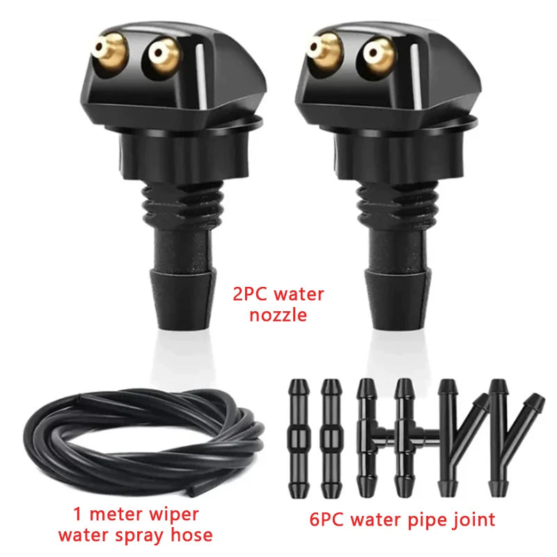 SEAMETAL 9pcs Universal Car Windshield Washer Hose Wiper Blade Pipe Jet Spray Nozzle Water Fluid Tube Connector Replacement Kit