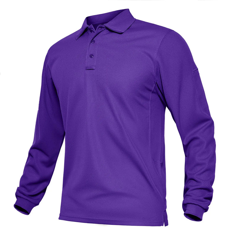 TACVASEN Summer Long Sleeve Performance Quick Drying Polos T-shirts Mens Office Shirt Golf Team Work Shirts Casual Tops