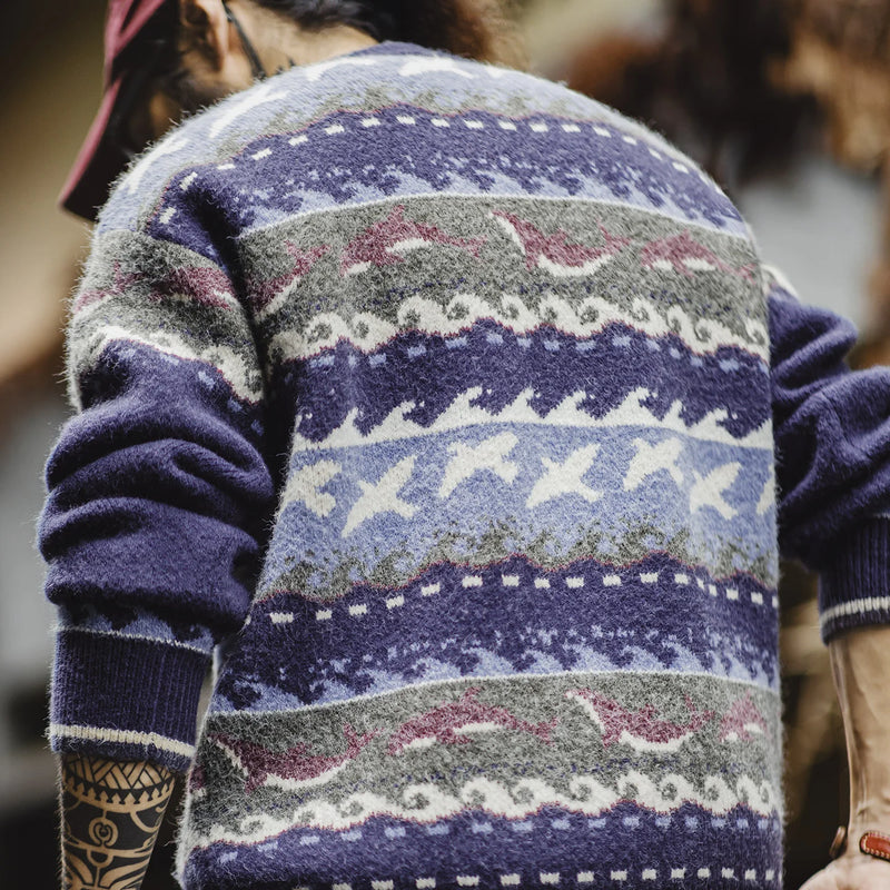 អាវយឺត Maden Vintage សម្រាប់បុរស ម៉ាក Fair Isle កមូល សាច់ទន់ ងាយស្រួលពាក់ សម្រាប់រដូវស្លឹកឈើជ្រុះ រដូវរងា ងាយស្រួលប្រើប្រាស់