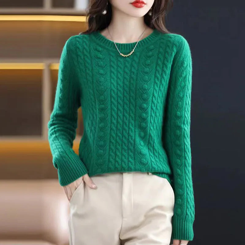 Spring Autumn Knit Women's Clothing O-neck Long Sleeve Tops Woolen Blouse Basic Wear Pull Sweater Woman Pullover Jumper