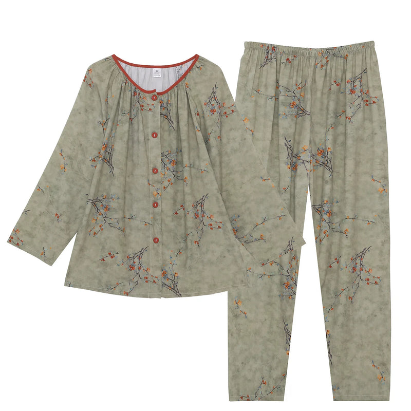 2 Piece Set Nightwear for Women Pajamas 2026 Spring Autumn Long Sleeve Middle-aged Home Wear Loungewear Set Woman Night Clothes