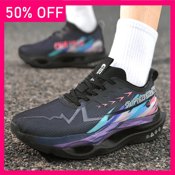 Unisex Sports Shoes Fashionable Mesh Breathable Outdoor Running Shoes Soft Sole Shock-absorbing Anti Slip Training Shoes for Men