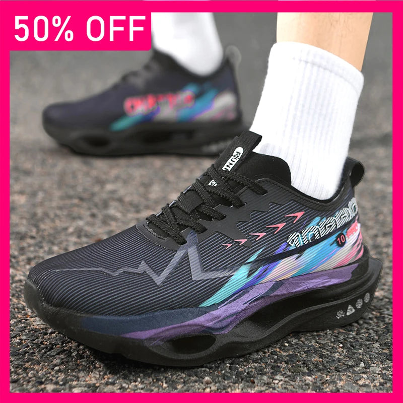 Unisex Sports Shoes Fashionable Mesh Breathable Outdoor Running Shoes Soft Sole Shock-absorbing Anti Slip Training Shoes for Men
