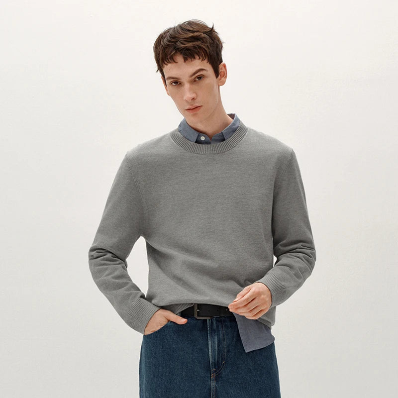 Semir Men Sweater Thermal Warmth Antistatic Fabric Knit Texture Layering Essential Soft Touch 2026 Winter Everyday Style