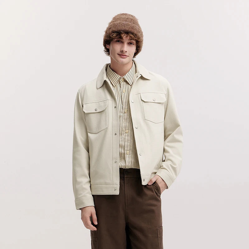 Semir Solid Color Jacket Men 2026 Spring Cargo Style Minimalist Versatile Knitted Casual Comfortable Daily Wear Top