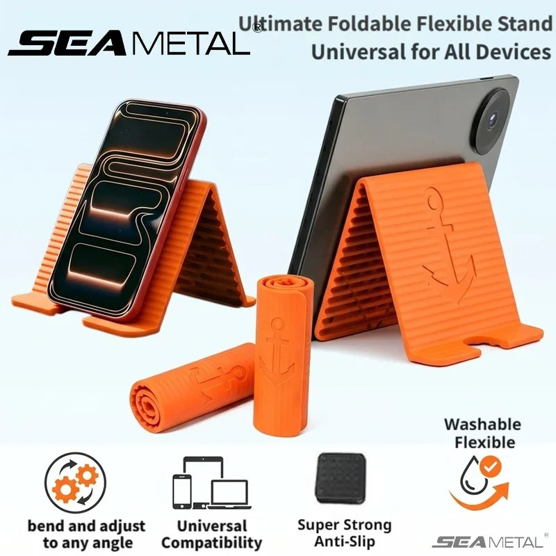 SEAMETAL Universal Silicone Phone Holder Portable Foldable Smartphone Bracket Tablet Stand for All Phone Tablet Laptop Devices