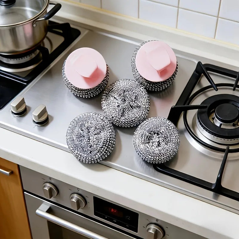 2pcs Stainless Steel Cleaning Ball BrushWire Cleaning Balls with Ergonomic Sponge Handles,Kitchen And Home Cleaning.