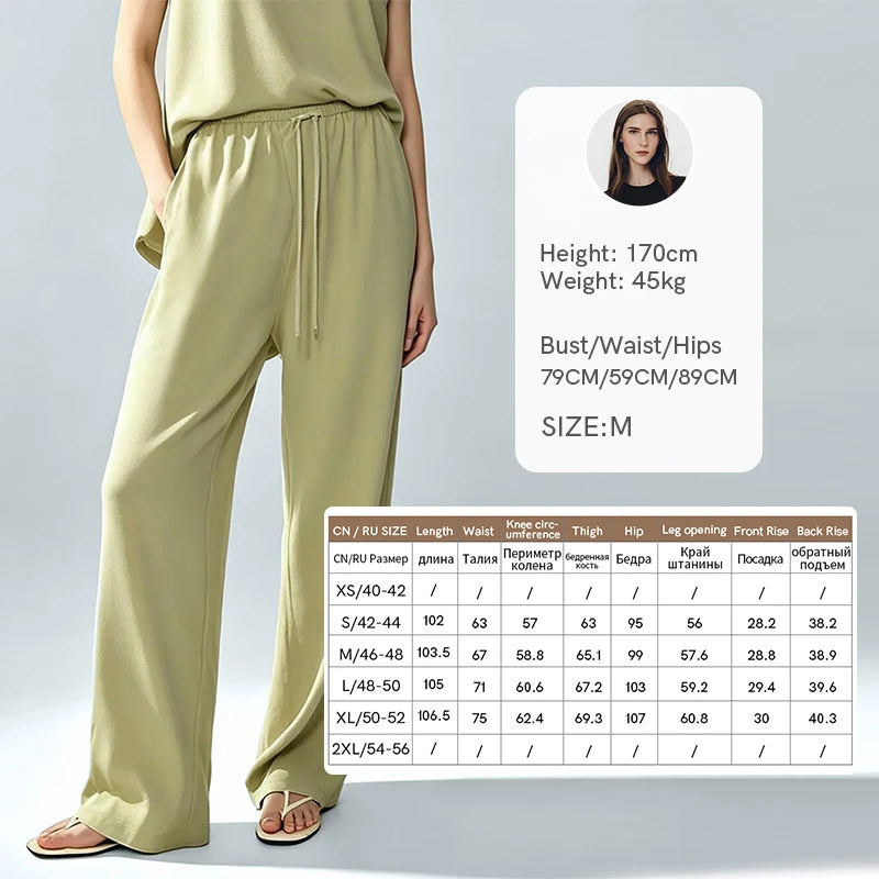 Amii Woman Trousers 2026 Summer New O-Neck Pleated Chiffon Long Dress Separate Casual Flowy Sleeveless Women's Blouse 12652065