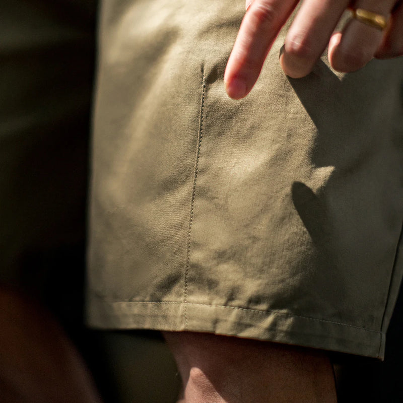 Maden Vintage Khaki Straight Leg Shorts Men's Summer Casual Drawstring Waist Office Shorts Loose Fit Elastic Waist Bottom