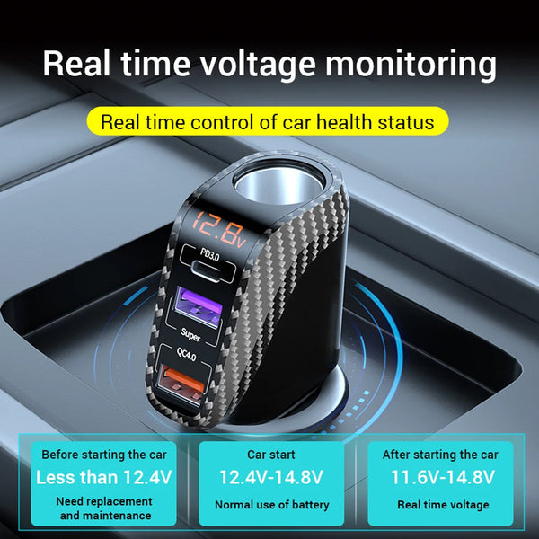 ឆ្នាំងសាករថយន្ត USB 100W សាកលឿន QC3.0 QC4.0 PD3.0 SCP 4 ក្នុង 1 សាកថ្មលឿនសម្រាប់រថយន្ត iPhone 12 13 Xiaomi Huawei Samsung