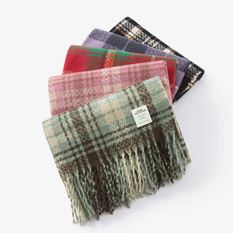 Semir Classic Scarf ColorBlock Plaid Women Autumn Winter 2025 Shawl Fuzzy Warm Cozy Soft Trendy Casual