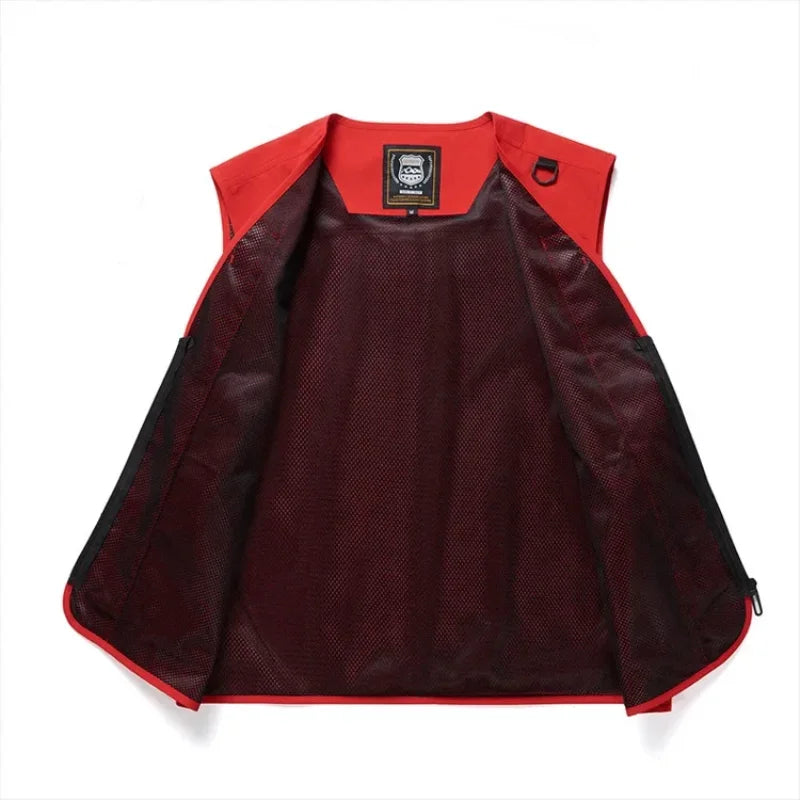 Spring Autumn Lightweight Jacket V-Neck Workwear Vest Men's Outdoor Casual Fishing  Photography with Thin Shoulder Pad