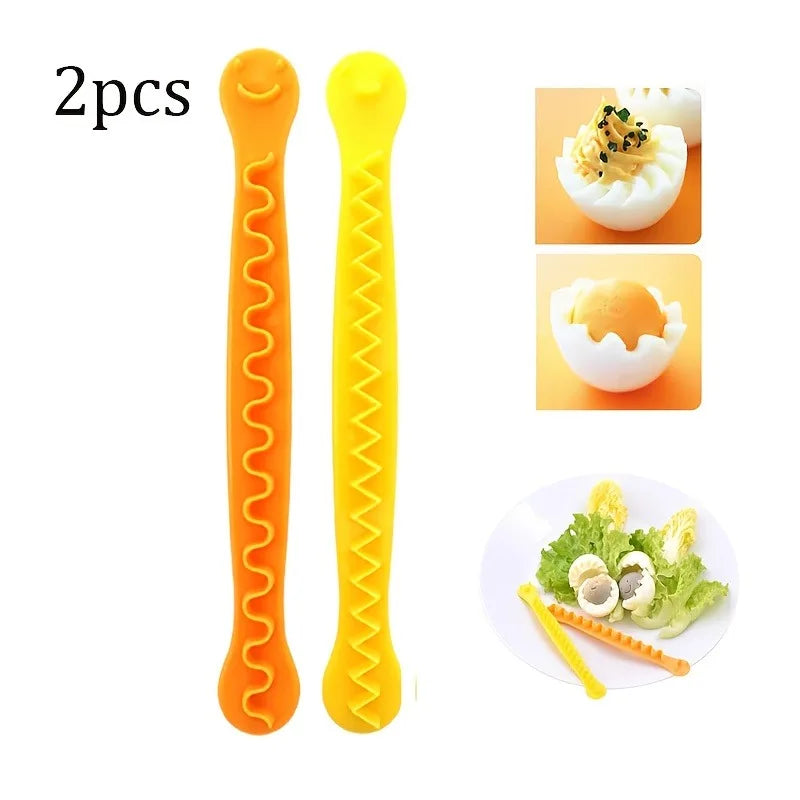 2pcs/set Fancy Cut Egg Cutter, Flower-Shaped Egg Tool for Boiled Eggs, Household Kitchen Gadget, Mandoline,Kitchen Accessories
