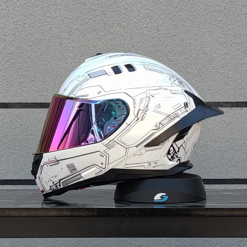 ORZ Large Rear Wing Full Face Helmet Dual Visor Aerodynamic Street Bike Helmet
