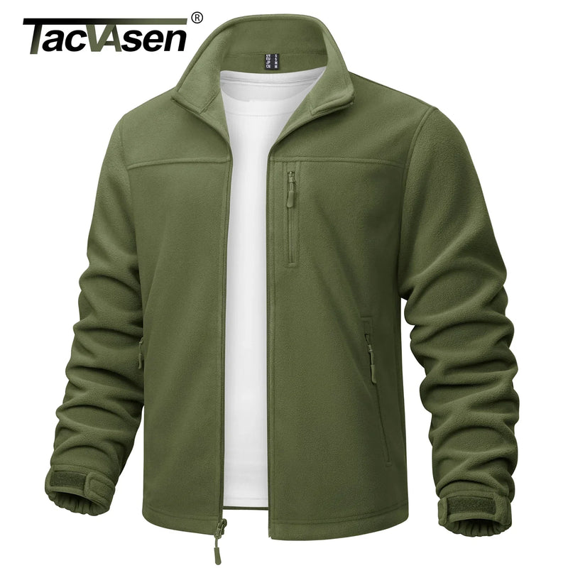 TACVASEN Stand Collar Fleece Jackets Mens Thermal Warm Full Zip Work Jacket Outdoor Trekking Hiking Jackets Windbreaker