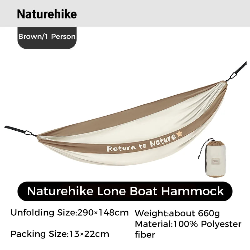 Naturehike Boat Hammock 1-2 Person Tear Bed Portable Hiking Sleeping Ultralight Hammo Camping Resistance Swing Child Rest Nest