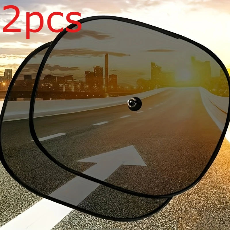 2pcs Car Sunshade, Electrostatic Window Insulation Mesh, Roll-Up Front Side Window Shade for Vehicle Cooling and Heat Reduction
