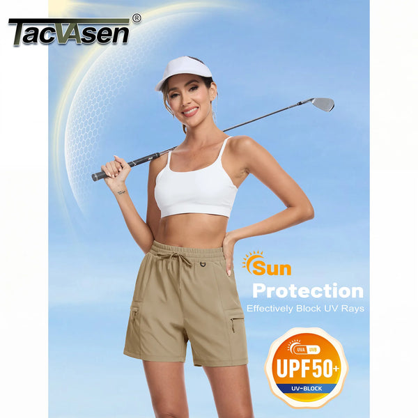 TACVASEN Women's 5" Hiking Cargo Shorts UPF 50+ Lightweight Quick Dry Summer Golf Athletic Casual Work Shorts 4 Pockets Outdoor