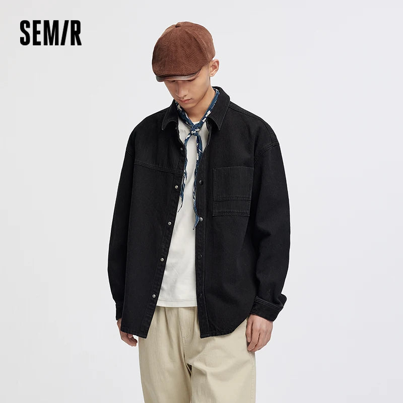 Semir Men Shirt Denim Long Sleeve Classic Loose Lapel Retro Casual Style 2026 Autumn Soft Streetwear Everyday Top Daily