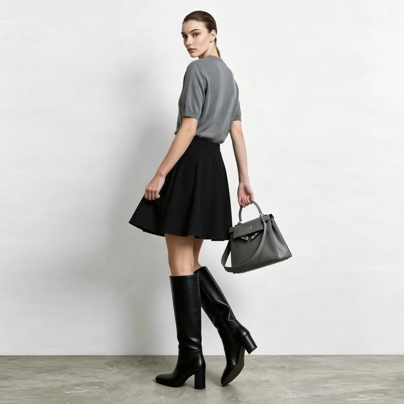 Amii Women A-Line Mini Skirt Pocket Elastic Waist Loose Fit Slimming Minimalist Versatile Commuter Winter Woman Clothes 12624036