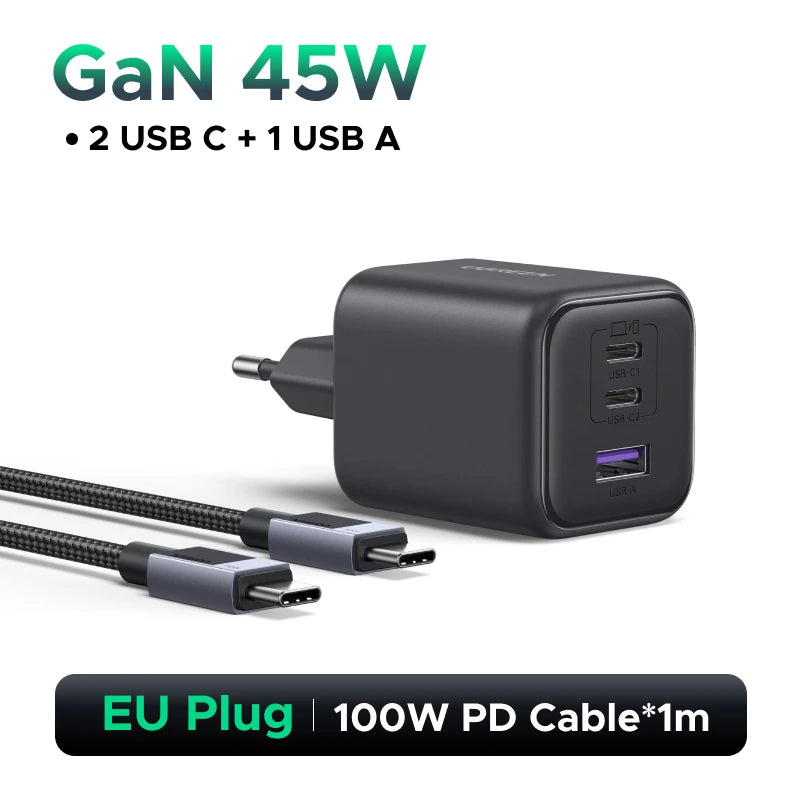 UGREEN 45W GaN Charger PPS QC3.0 PD3.0 USB C Fast Charger For Samsung S25 S24 Ultra iPhone 17 16 15 Pro Max iPad Xiaomi Tablet