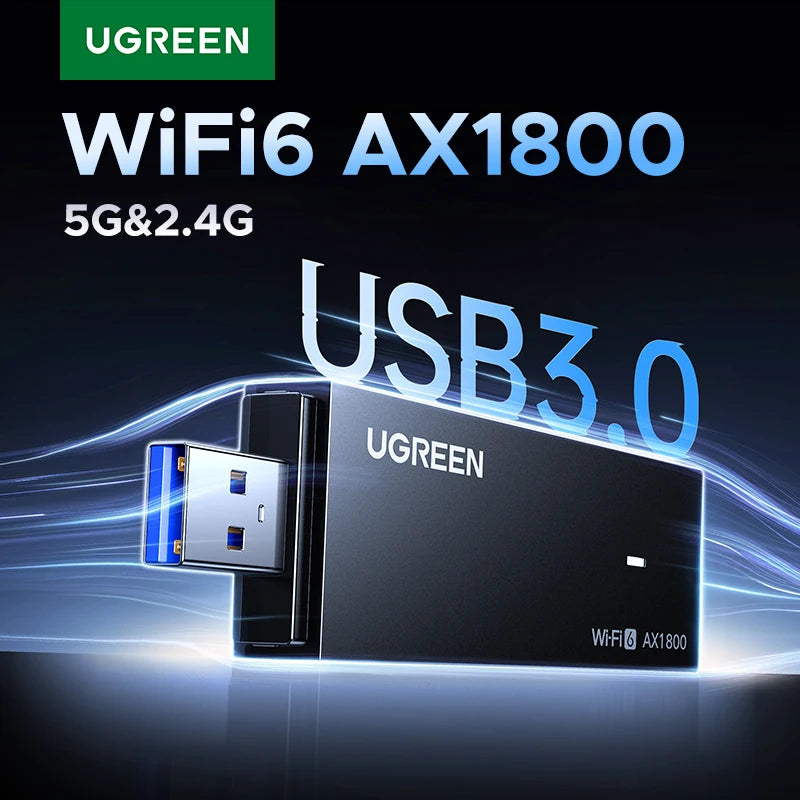 UGREEN WiFi Adapter WiFi6 AX1800 USB3.0 5G&2.4G Dual-band USB WiFi for PC Laptop Wifi Antenna USB Ethernet Receiver Network Card