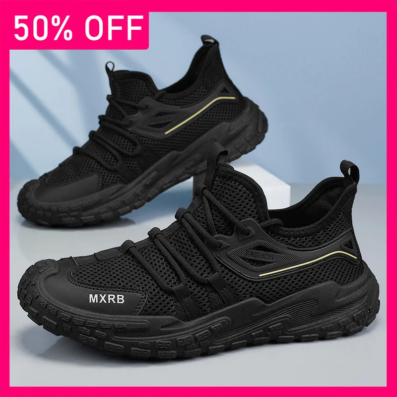 Mens Casual Sports Shoes Spring Fashion Simple Mesh Breathable Soft Thick Sole Comfortable Daily Leisure Outdoor Running Shoes