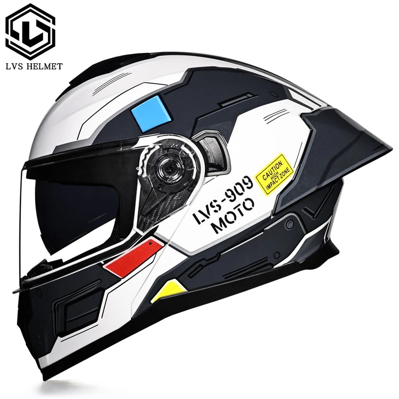 LVS-909S Modular Flip Helmet Double Lens Full Face Motorcycle Helmet DOT Approved Personalized Large Tail Wing