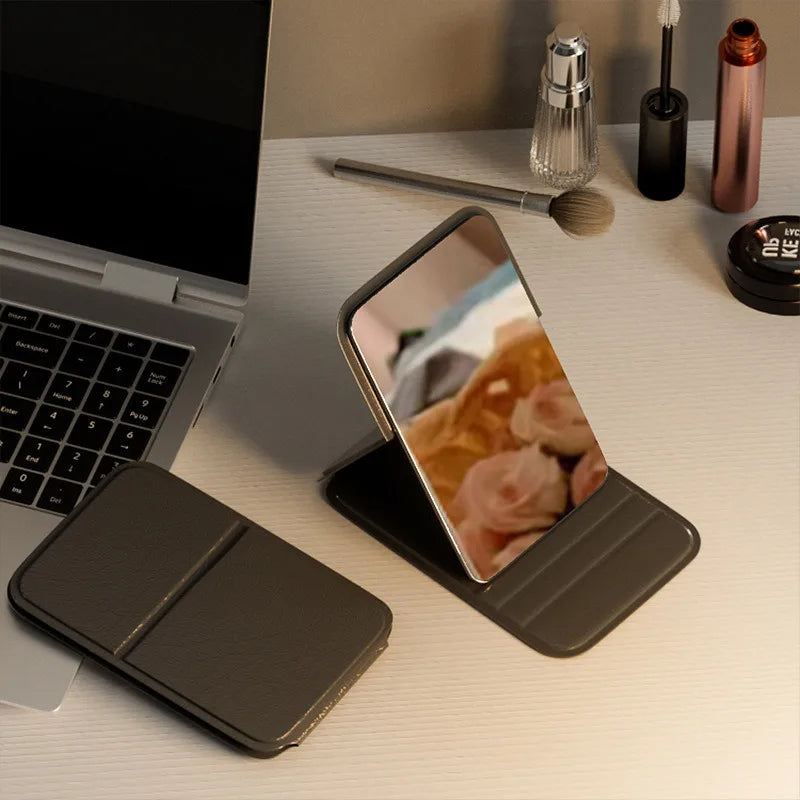 1pc Foldable Mini Makeup Mirror, Portable, Student Dormitory Desktop Standing Cosmetic Mirror For Daily Use.makeup mirror.