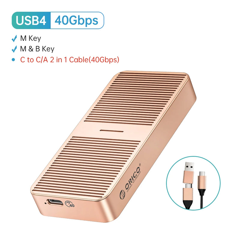 ORICO 20Gbps M.2 NVME SSD Case with Built-in Cooling Vest Upgraded Aluminum Type-C M2 NVME SSD Enclosure for Solid State Drive