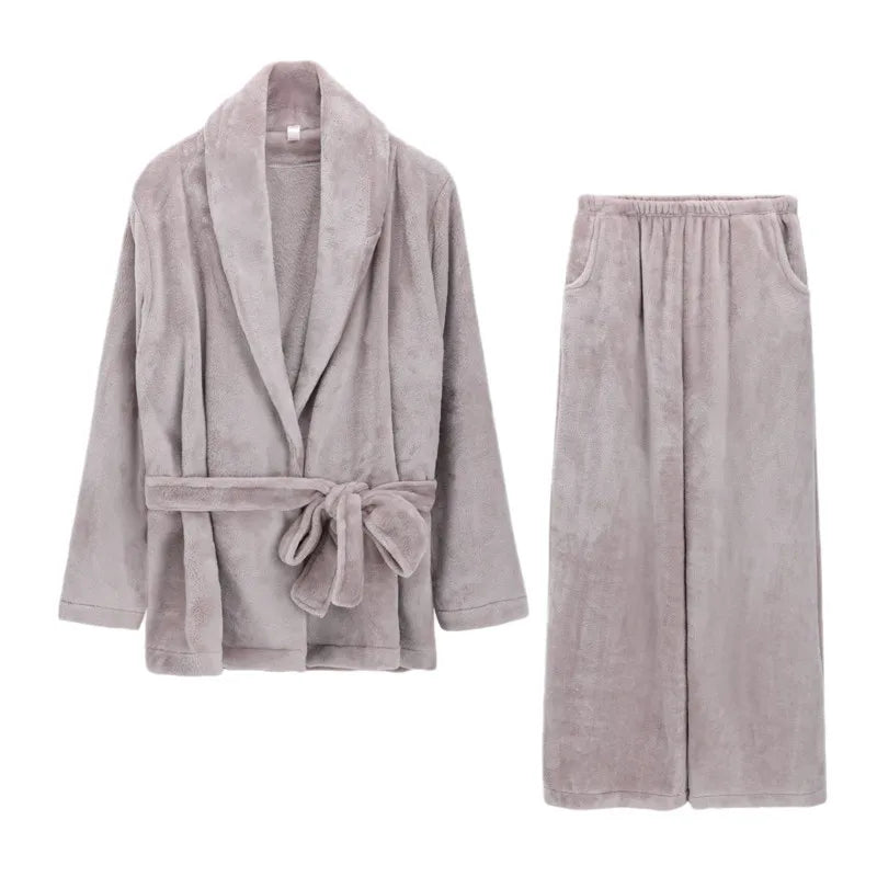 Autumn Winter Plush Thick Pajamas For Women Warm Flannel Ladies Home Wear Clothes Long Sleeved Pyjama Set Pijama Mujer Invierno