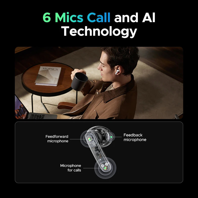 UGREEN LightBuds Pro Semi-open Earphones Wireless Bluetooth Earphones ANC Adaptive Active Noise Cancelling Earbuds LDAC Hi-Res