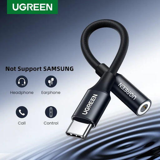 UGREEN Type c to 3.5mm Headphone jack 3.5 AUX USB C Cable Audio USB C Adapter For HUAWEI Xiaomi Mi 10 Oneplus 7T pro