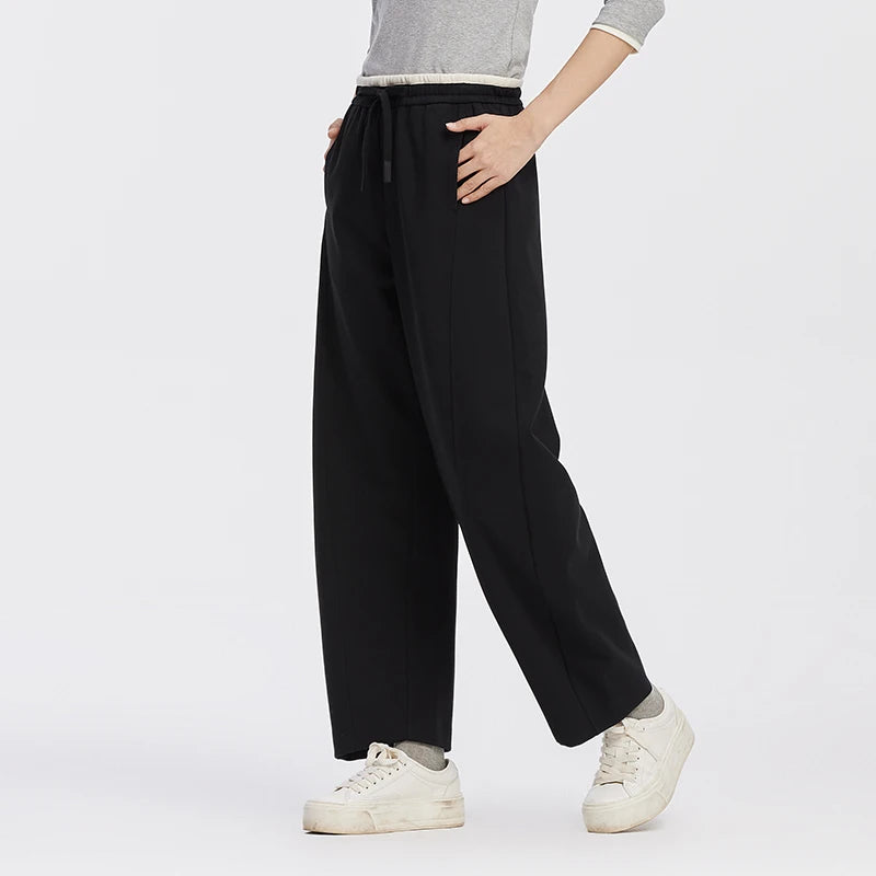 Semir Women Loose Pants Contrast Curved Barrel Leg Loose Sport Style Casual Autumn Trousers Urban Daily Wear 2026