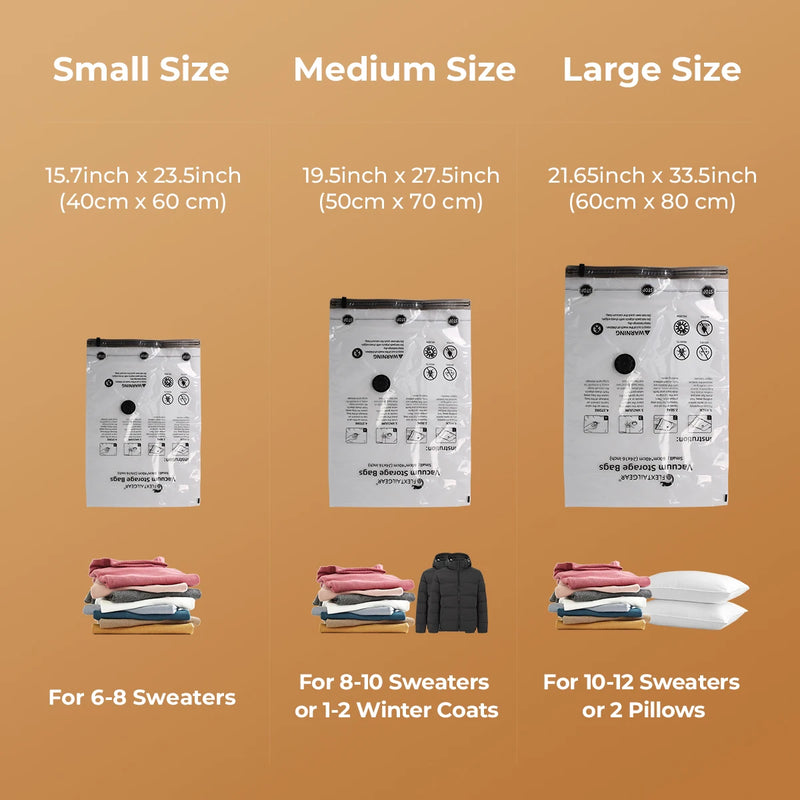 FLEXTAIL Vacuum Bag Set – 4pcs Durable Space-Saving Bags for Clothes and Bedding (Pump Required) – Ideal for Travel and Home