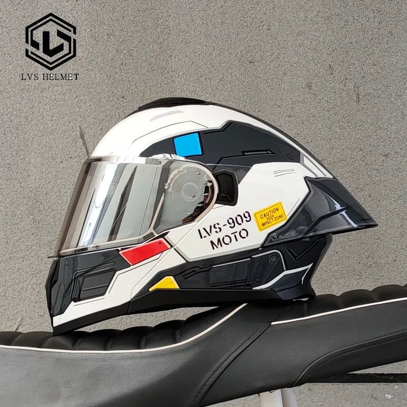 Modular Flip Up Motorcycle Helmet Dual Visor Big Rear Spoiler DOT Approved Full Face Motorbike Racing Safety Helmet Casco Moto