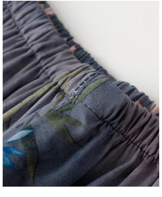 ឈុតខោសម្រាប់ស្ត្រី XL-4XL ឈុតអាវដៃខ្លីបោះពុម្ពថ្មី ឈុតគេងពេលយប់បែបវីនថេច សម្លៀកបំពាក់សម្រាប់ម្តាយវ័យកណ្តាលនៅផ្ទះ