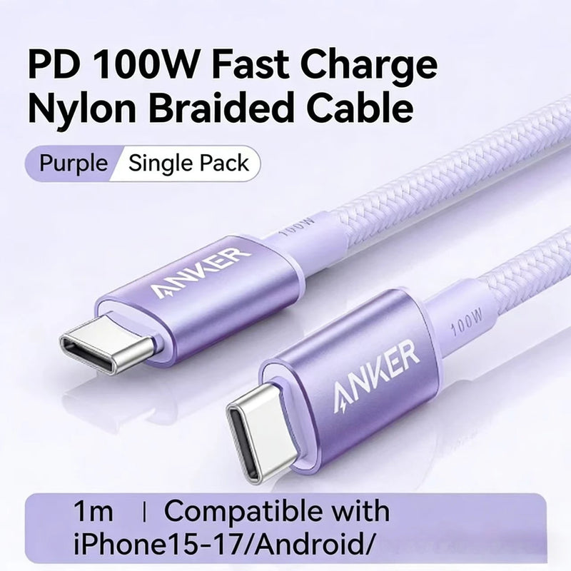ខ្សែសាក ANKER សម្រាប់ Apple 17/16/15 Pro Max ខ្សែសាកទិន្នន័យប្រភេទ C ពីរ 100W / 140W សាកលឿនខ្លាំង
