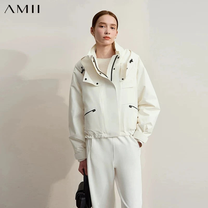 AMII Hooded Down Jackets Woman 2026 Winter New Loose Casual Short Down Jacket Waterproof Versatile Clothes For Ladies 12524029